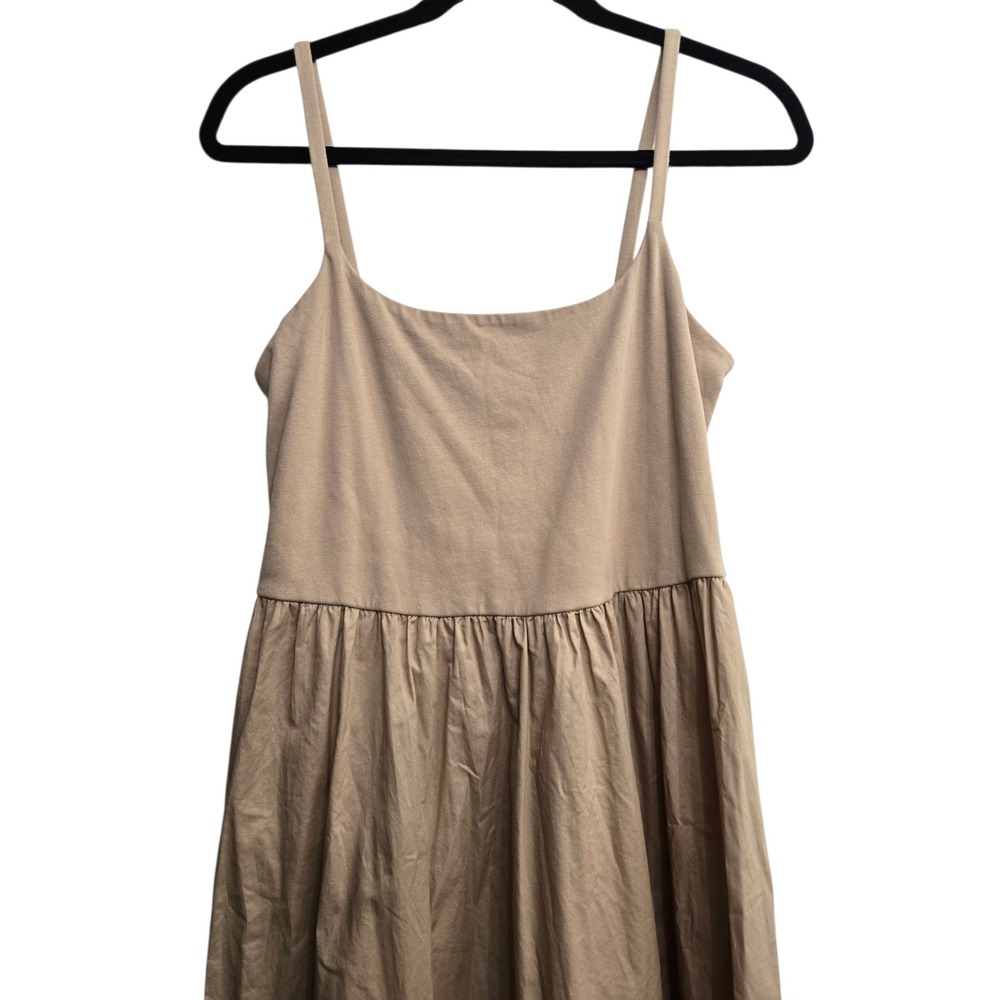 Old Navy Tan Midi Dress L Spaghetti Strap Minimal Coastal Quiet Luxury Capsule - Picture 7 of 8